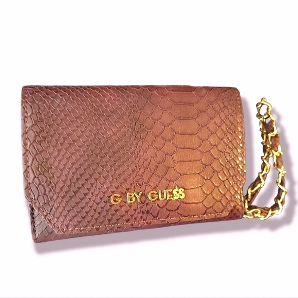 G by Guess Purple Wristlet Snakeskin Clutch Wallet Purple Guess Chain Clutch